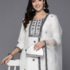 Dhiyona IE Women Embroidered Regular Thread Work Kurta with Trousers & Dupatta