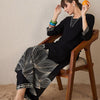 Dhiyona IE Black Printed V-Neck Straight Tunic With Palazzos