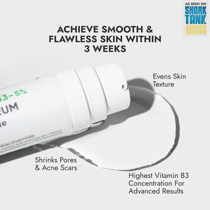 Cos-IQ Niacinamide Vitamin B3-5 Face Serum bottle with dropper for skincare and brightening benefits.
