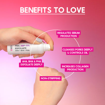 Cos-IQ Peel ABP-11% Exfoliate AHA + BHA + PHA Beginner Friendly Serum