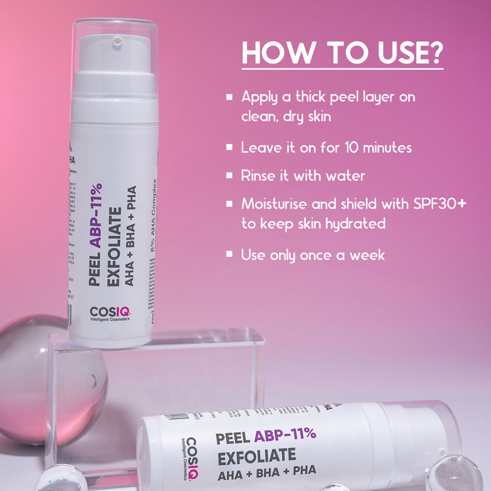Cos-IQ Peel ABP-11% Exfoliate AHA + BHA + PHA Beginner Friendly Serum