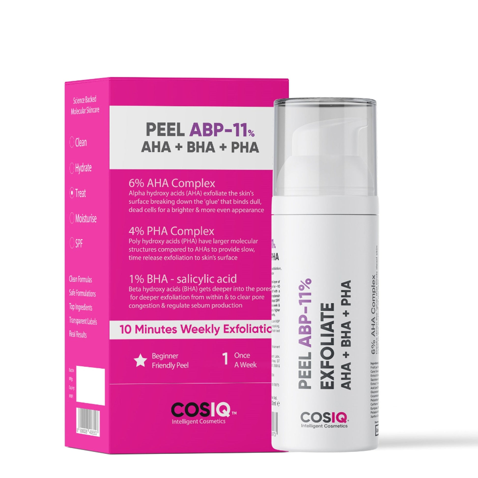 Cos-IQ Peel ABP-11% Exfoliate AHA + BHA + PHA Beginner Friendly Serum