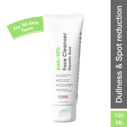 Cos-IQ AHA-10% Glycolic Acid Face Cleanser