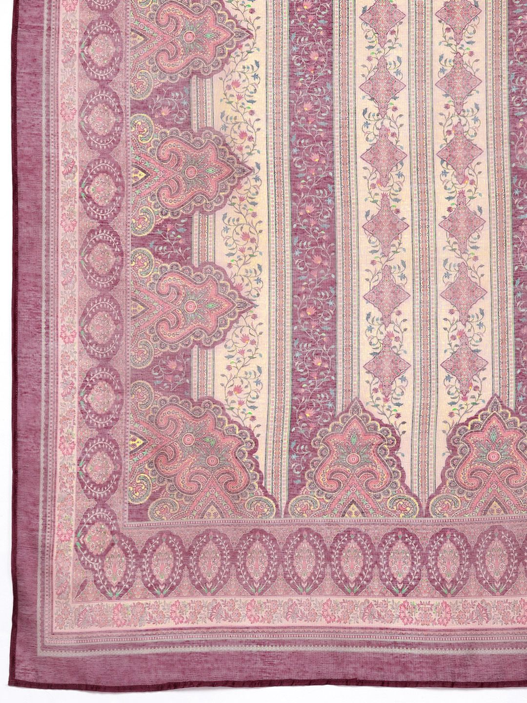 Indyancart VA Women'sEthnic Motifs Printed Chanderi Silk Kurta With Trousers & Dupatta