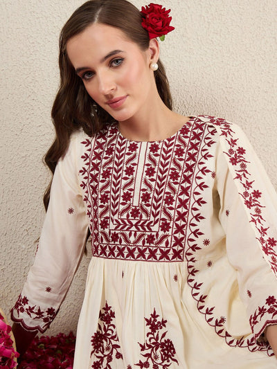 Indyancart IE Women Ethnic Motifs Embroidered Kurta with Trousers & Dupatta