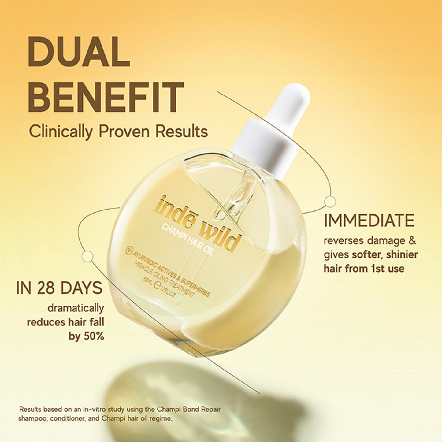 inde wild Champi Hair Oil With Bhringraj, Brahmi & Amla For Regrowth, Hairfall & Dandruff Control