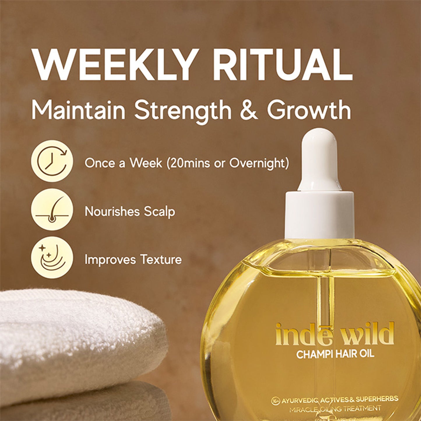 inde wild Champi Hair Oil With Bhringraj, Brahmi & Amla For Regrowth, Hairfall & Dandruff Control