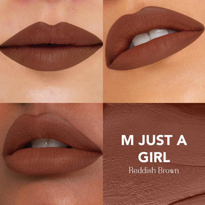 LoveChild Masaba transfer-proof velvet liquid lipstick in M Just A Girl shade, enriched with hyaluronic acid and kaolin clay.
