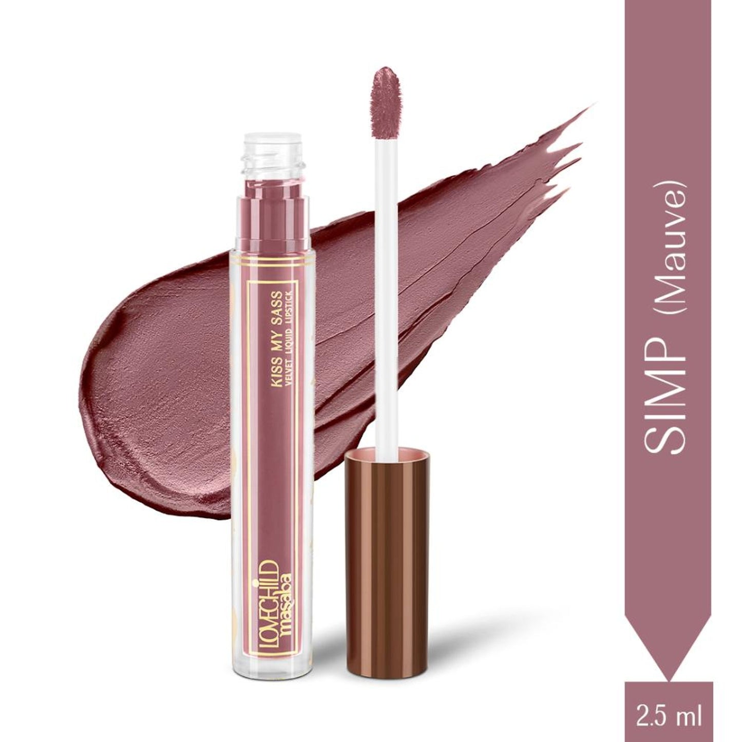 LoveChild Masaba Transfer-proof Long-lasting Velvet Liquid Lipstick, Enriched with Hyaluronic Acid and Kaolin Clay - Simp