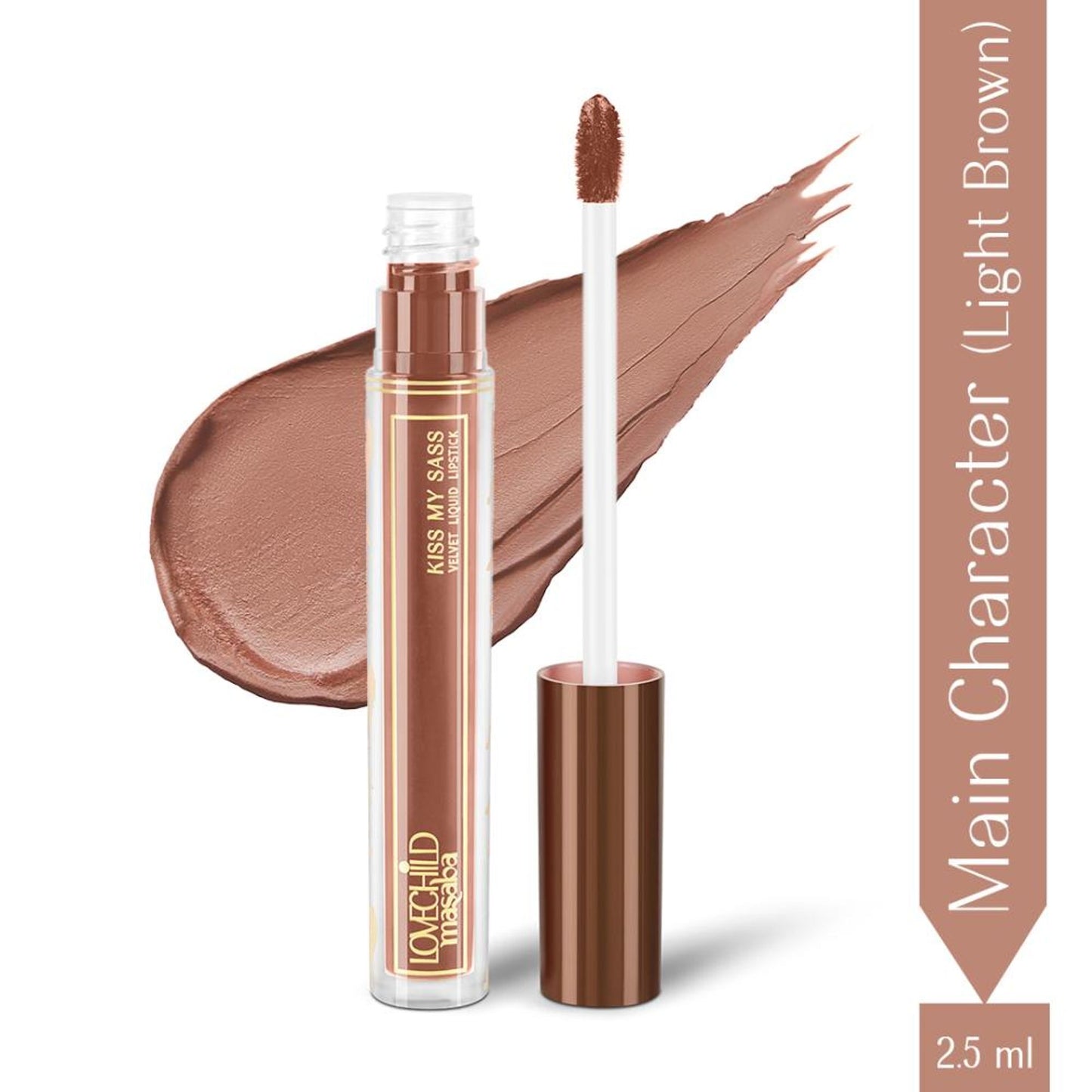 LoveChild Masaba Transfer-proof Long-lasting Velvet Liquid Lipstick, Enriched with Hyaluronic Acid and Kaolin Clay - Main Character