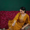 Indyancart IE Embroidered Regular Sequinned Chanderi Silk Kurta With Trousers & Dupatta