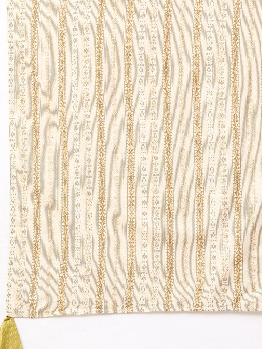 Dhiyona IE Muted Dandelion Ethnic Stripes Keyhole Kurta Set with Stole