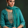 Dhiyona IE Women Ethnic Motifs Embroidered Regular Thread Work Kurta with Trousers & With Dupatta