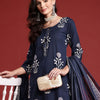 Dhiyona IE Floral Printed Sequinned Pure Cotton Kurta With Trousers & Dupatta