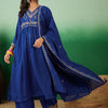 Dhiyona SN Women's Floral Embroidered A-Line Kurta With Palazzo & Dupatta