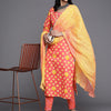 Dhiyona VA Women's Peach-Coloured Ethnic Motifs Printed Gotta Patti Cotton Kurta Set