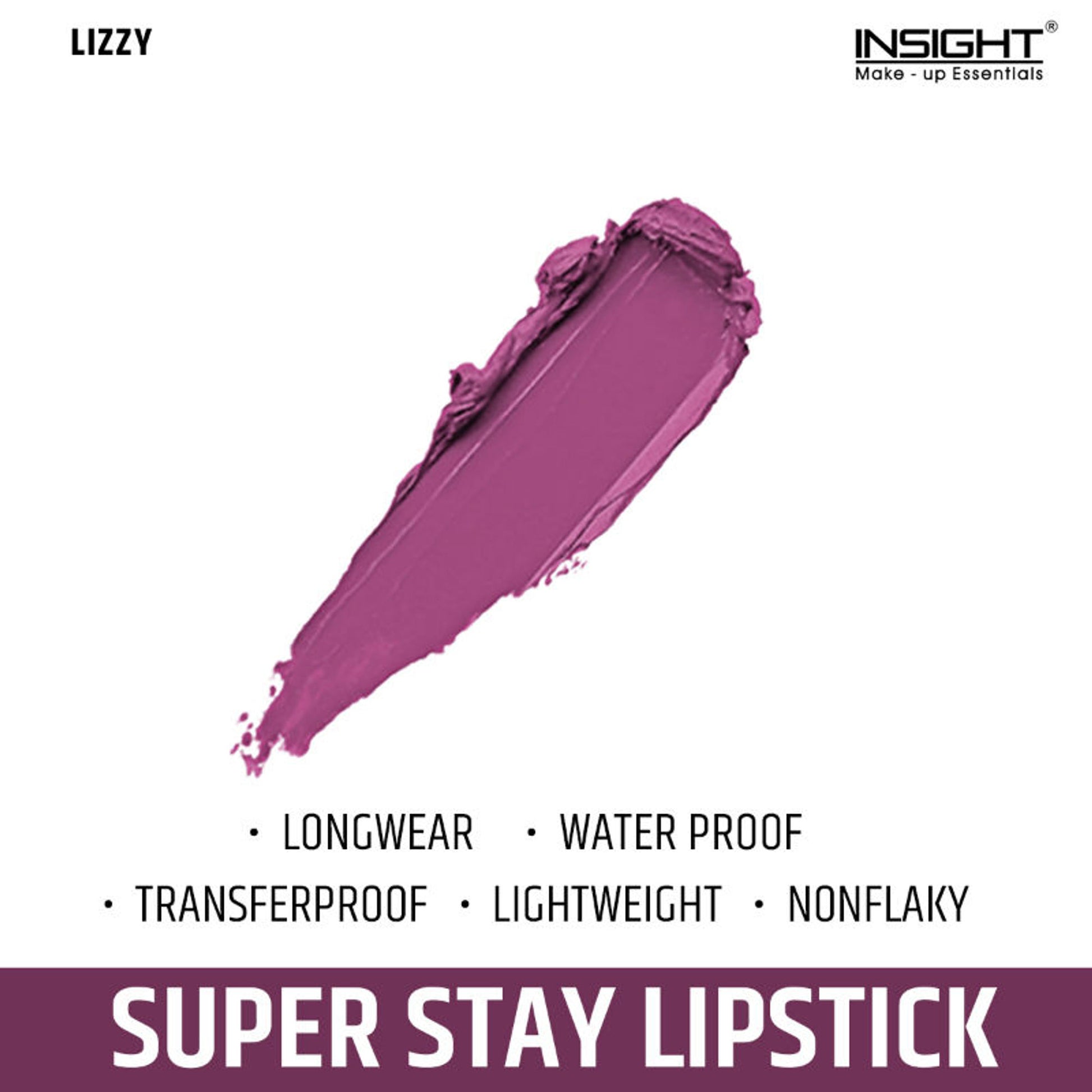 Insight Cosmetics Super Stay Lipstick, Long Lasting Lightweight Transferproof Formula - Lizzy