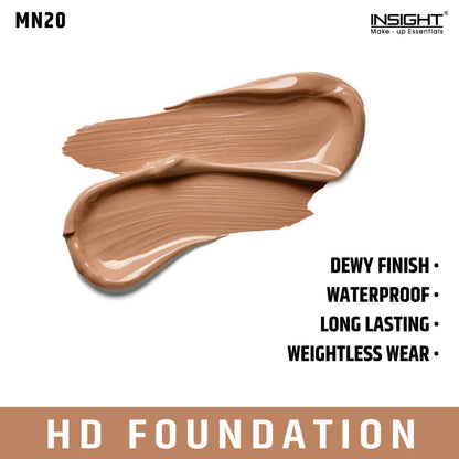 Insight Cosmetics Hd Foundation, Dewy Weightless Finish, Waterproof & Long Wear - Mn 20