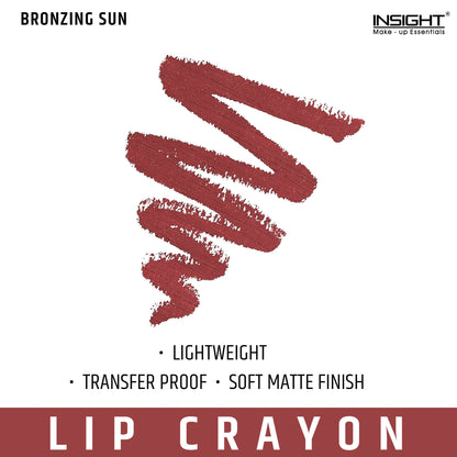 Insight Cosmetics Mega Last Crayon Lipstick, Soft Matte Finish, Non Transfer - Bronzing Sun