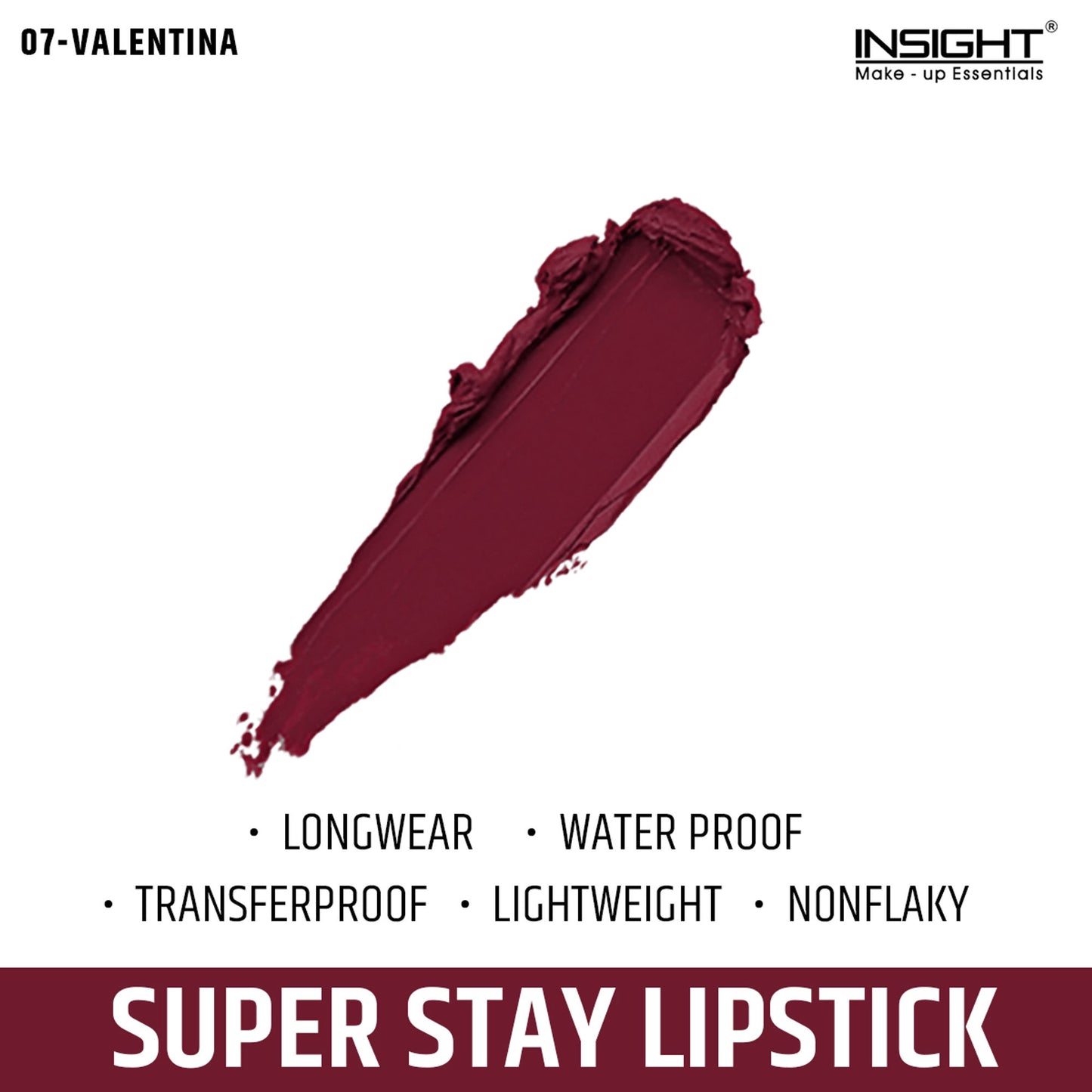 Insight Cosmetics Super Stay Lipstick, Long Lasting Lightweight Transferproof Formula - Valentina