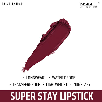 Insight Cosmetics Super Stay Lipstick, Long Lasting Lightweight Transferproof Formula - Valentina