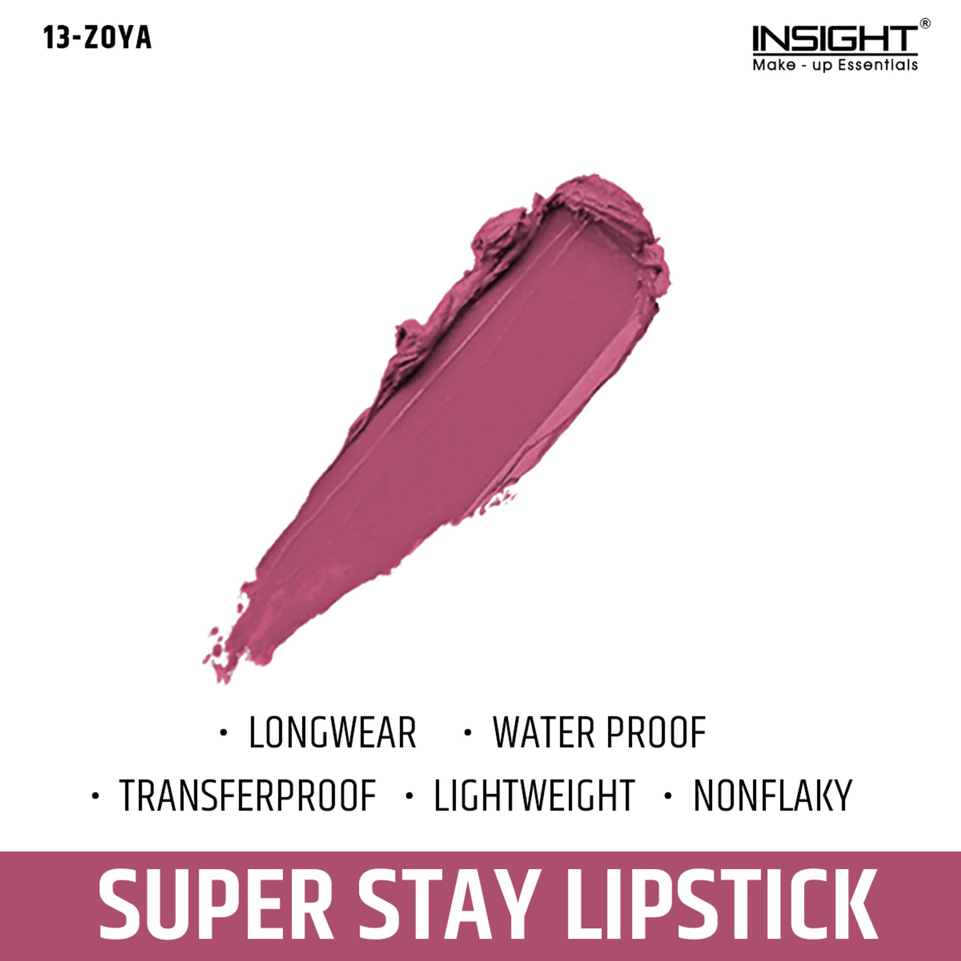 Insight Cosmetics Super Stay Lipstick, Long Lasting Lightweight Transferproof Formula - Zoya