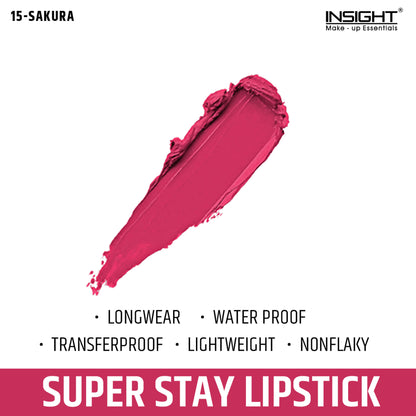 Insight Cosmetics Super Stay Lipstick, Long Lasting Lightweight Transferproof Formula - Sakura