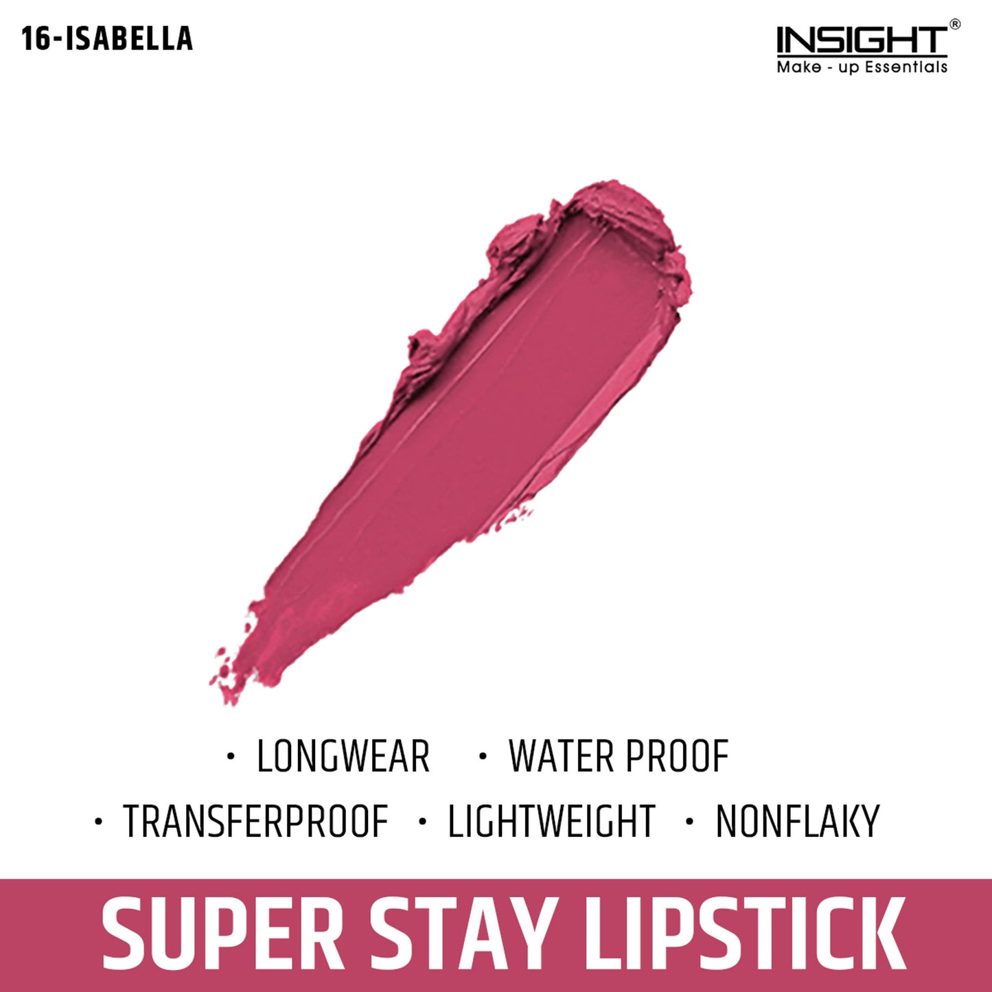 Insight Cosmetics Super Stay Lipstick, Long Lasting Lightweight Transferproof Formula - Isabella