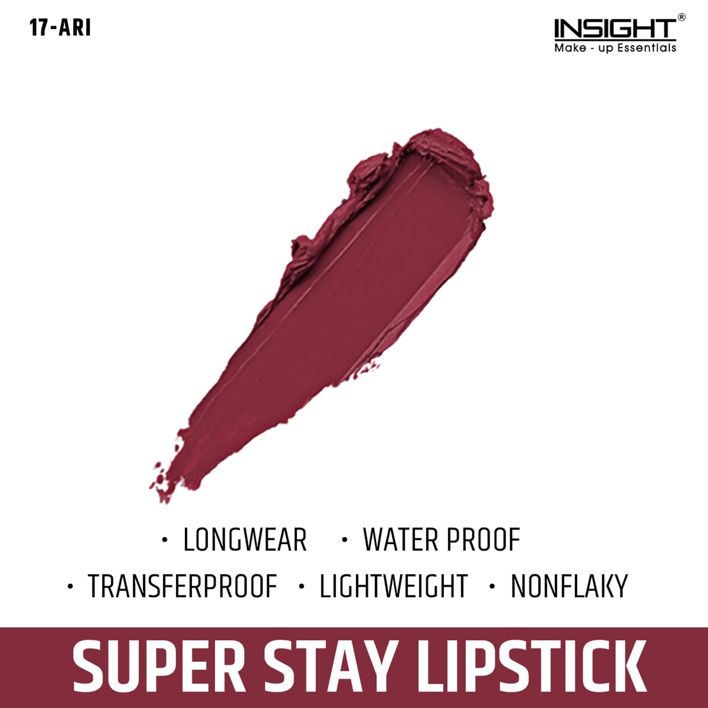Insight Cosmetics Super Stay Lipstick, Long Lasting Lightweight Transferproof Formula - Ari