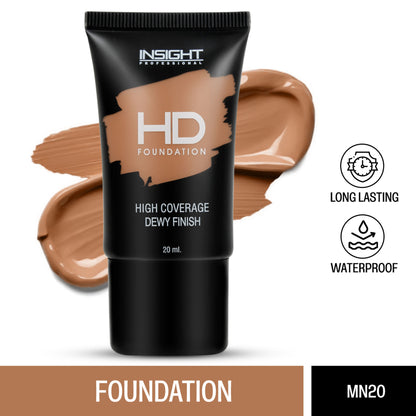 Insight Cosmetics Hd Foundation, Dewy Weightless Finish, Waterproof & Long Wear - Mn 20