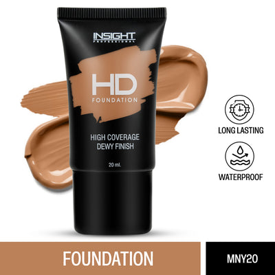 Insight Cosmetics Hd Foundation, Dewy Weightless Finish, Waterproof & Long Wear - Mny 20