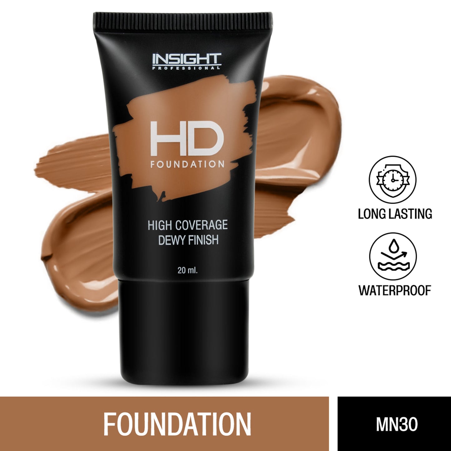Insight Cosmetics Hd Foundation, Dewy Weightless Finish, Waterproof & Long Wear - Mn 30