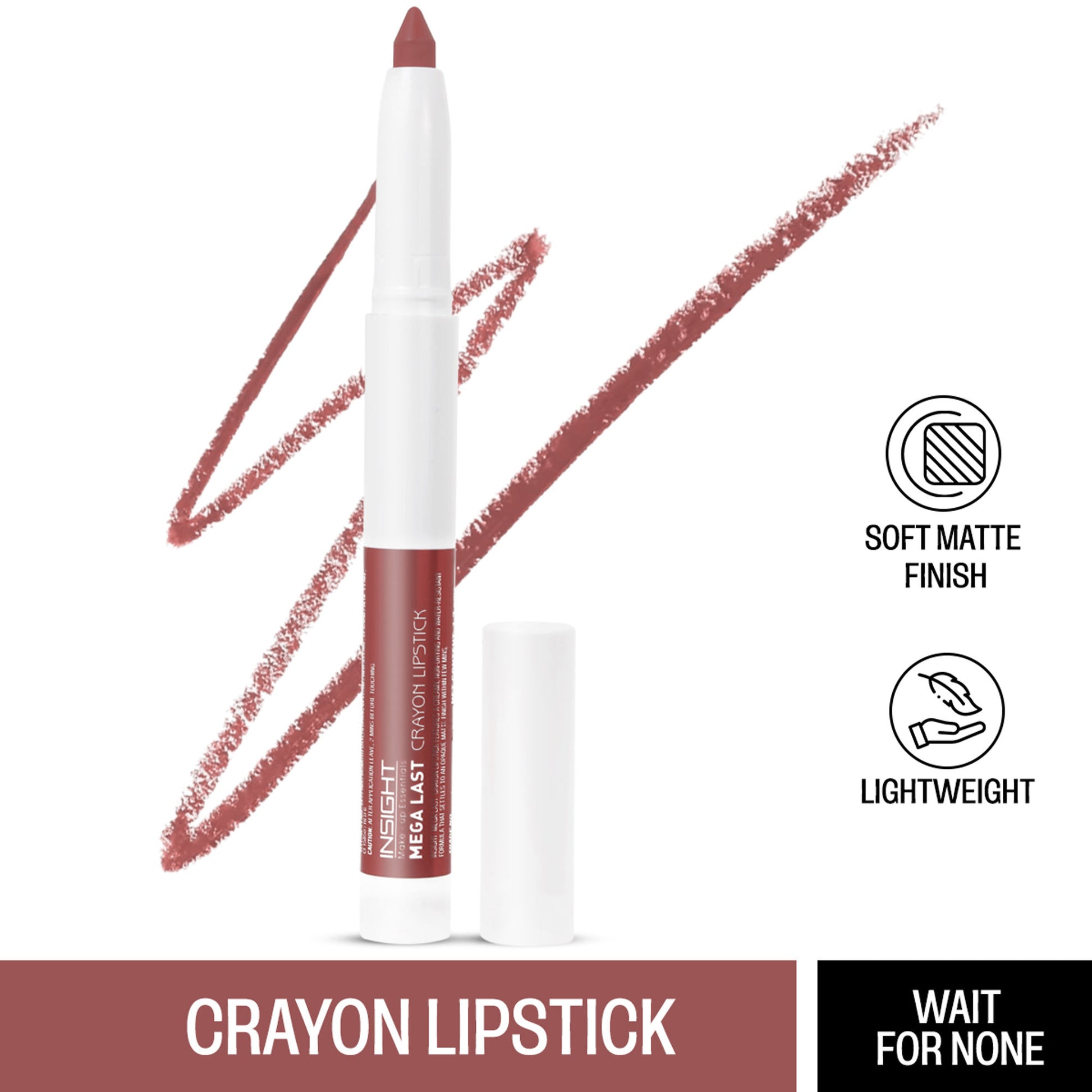 Insight Cosmetics Mega Last Crayon Lipstick, Soft Matte Finish, Non Transfer - Wait For None