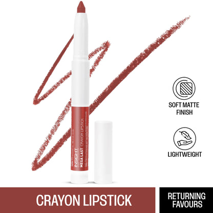 Insight Cosmetics Mega Last Crayon Lipstick, Soft Matte Finish, Non Transfer - Returning Favours