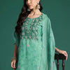 Dhiyona IE Floral Printed Thread Work Chanderi Silk Kurta with Trousers & Dupatta