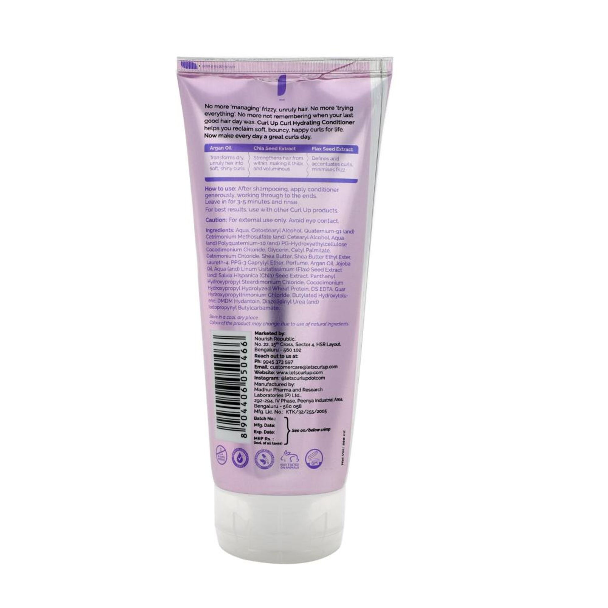 Curl Up Curl Hydrating Silicone Free Conditioner - For Wavy & Curly Hair - Paraben And Sulphate Free