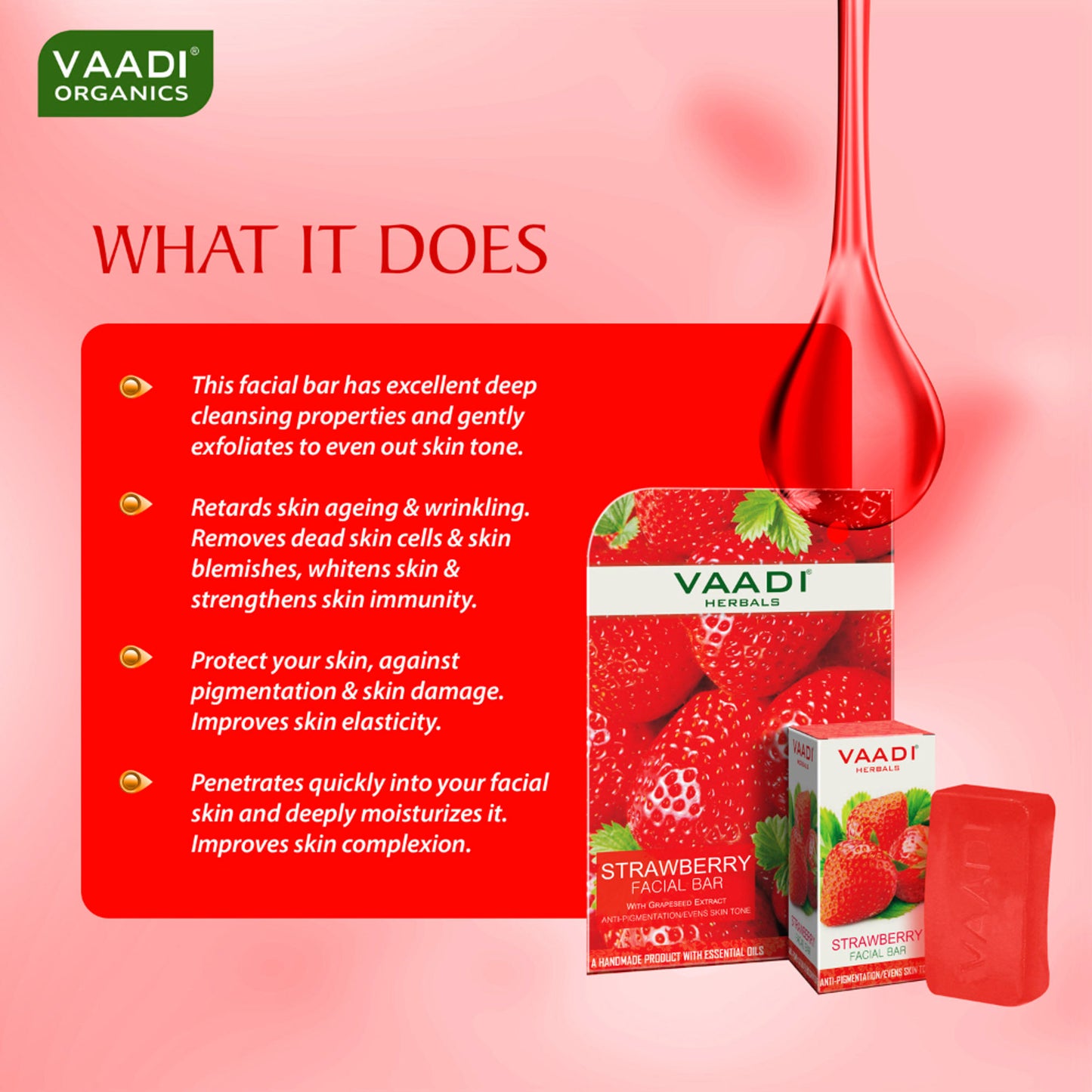 Vaadi Herbals Value Pack of 4 Strawberry Facial Bars