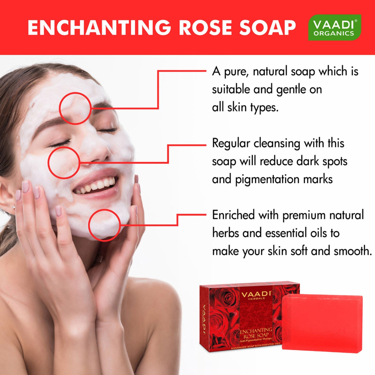 Vaadi Herbals Super Value Pack Of 6 Enchanting Rose Soaps