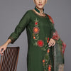 Dhiyona IE Women Floral Embroidered Regular Sequinned Kurta with Trousers & With Dupatta