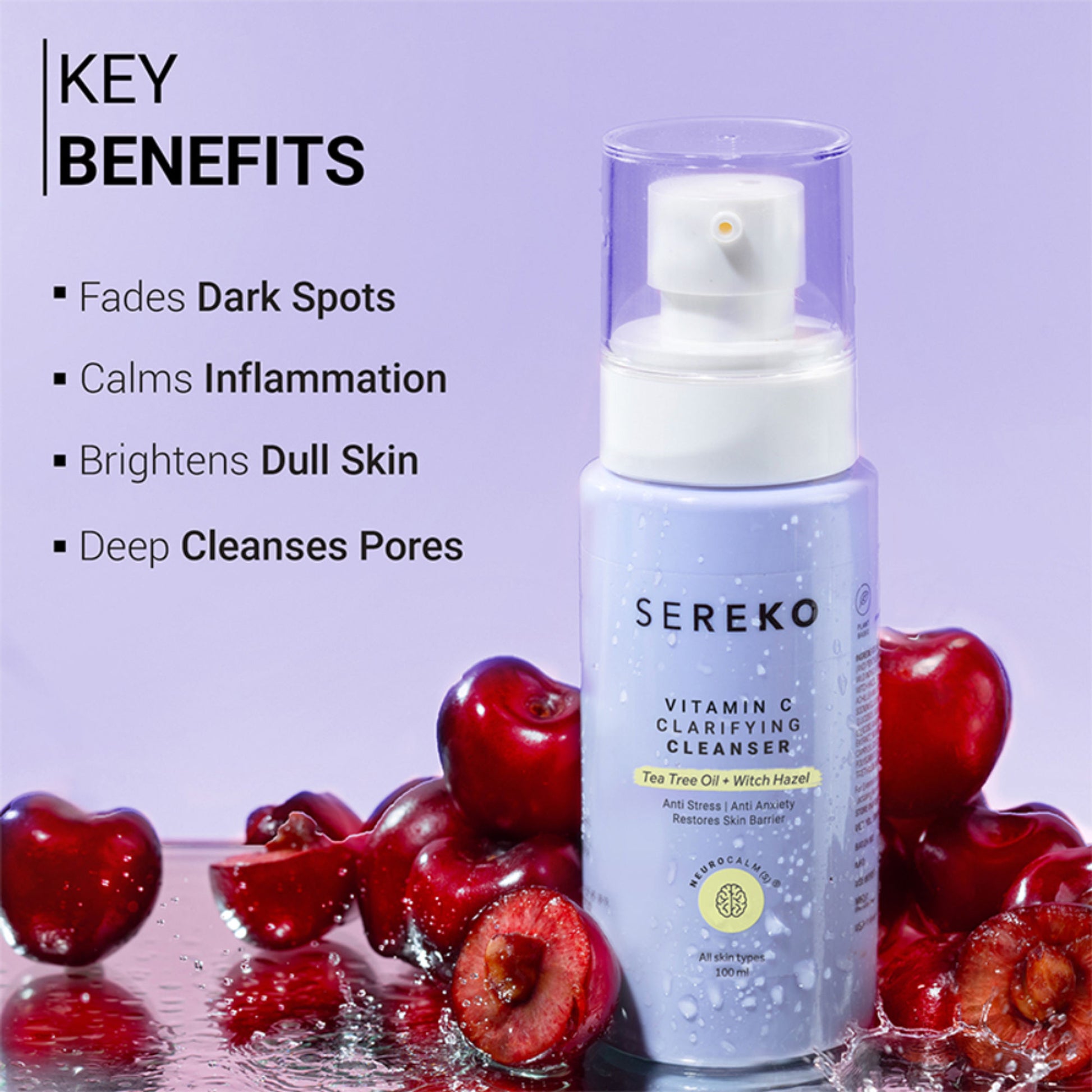 Sereko Vitamin C Clarifying Face Wash Cleanser For Brighter & Glowing Skin With Tea Tree Oil