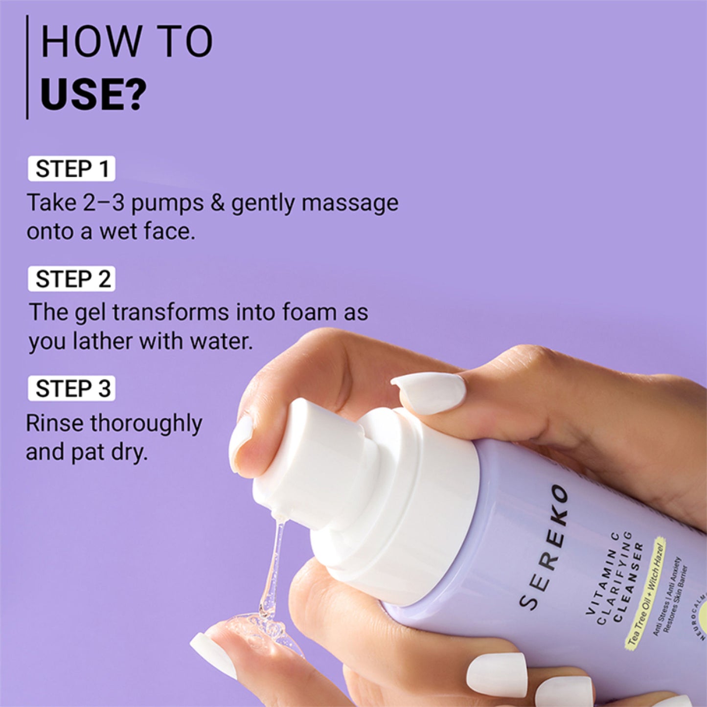 Sereko Vitamin C Clarifying Face Wash Cleanser For Brighter & Glowing Skin With Tea Tree Oil
