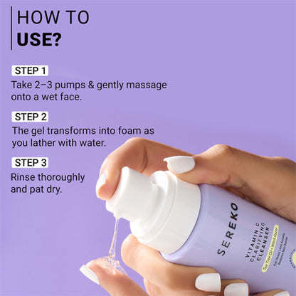 Sereko Vitamin C Clarifying Face Wash Cleanser For Brighter & Glowing Skin With Tea Tree Oil