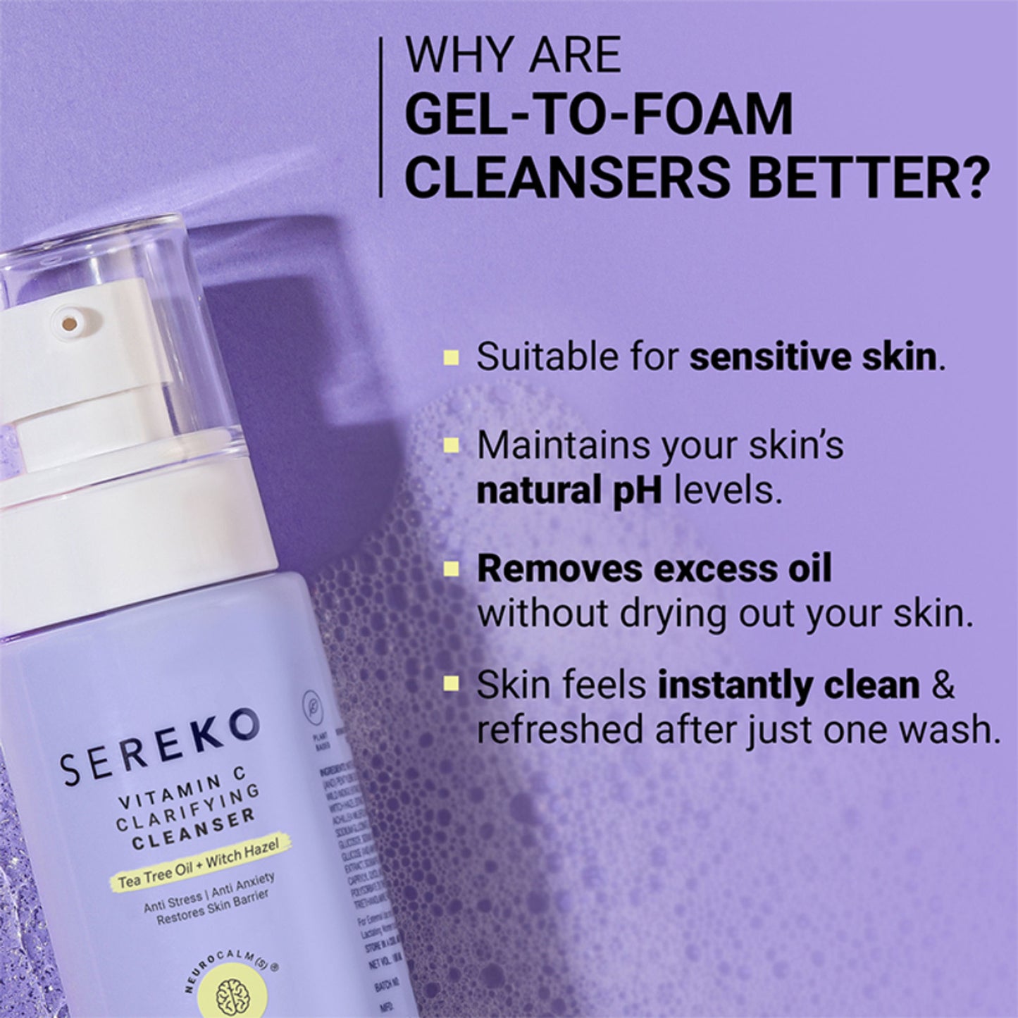 Sereko Vitamin C Clarifying Face Wash Cleanser For Brighter & Glowing Skin With Tea Tree Oil