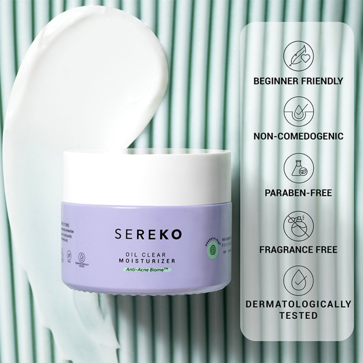 Sereko Oil Clear Face Moisturizer with Lactic Acid & NMF for Oily, Acne-Prone & Combination Skin