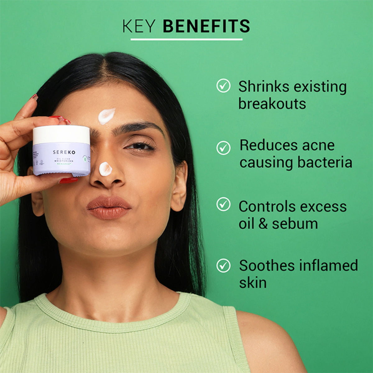 Sereko Oil Clear Face Moisturizer with Lactic Acid & NMF for Oily, Acne-Prone & Combination Skin