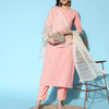 Dhiyona IE Women Peach-Coloured Ethnic Motifs Embroidered Sequinned Kurta Set