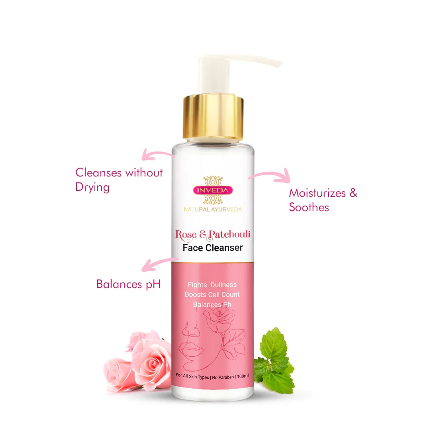 Inveda Soothing Rose & Patchouli Face Cleanser
