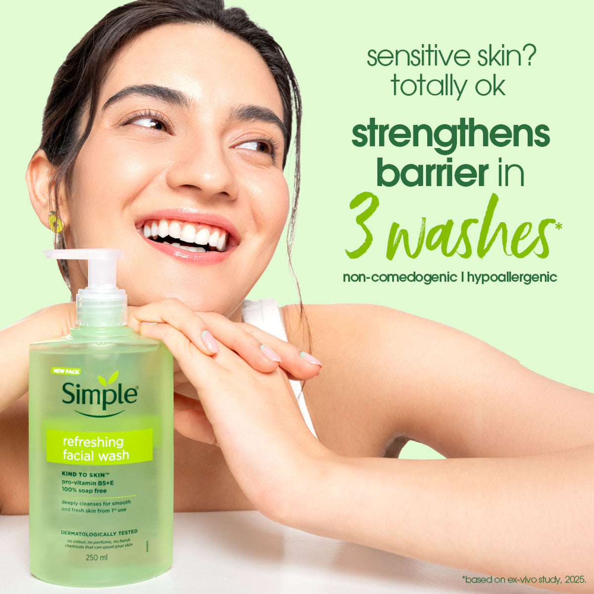Simple Refreshing Facial Wash, 100% Soap-Free | Perfect for Sensitive Skin