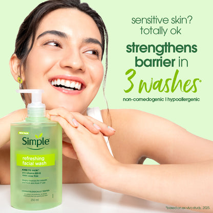 Simple Refreshing Facial Wash, 100% Soap-Free | Perfect for Sensitive Skin