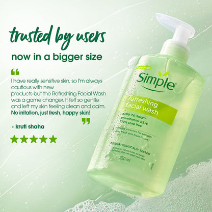 Simple Refreshing Facial Wash, 100% Soap-Free | Perfect for Sensitive Skin